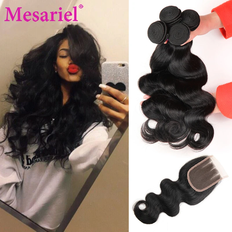 Brazilian Body Wave With Closure 4 Bundles Brazilian Virgin Hair Body Wave With Closure 7a Grade Unprocessed Human Hair Weave