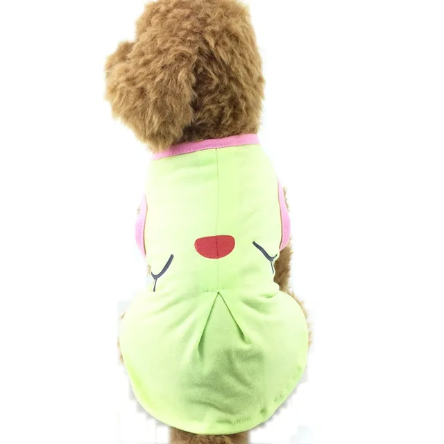 Upgrade your pets wardrobe with the Cute Spring/Summer Pink Green Dog Vests Fashion Sleeping Face Shirt