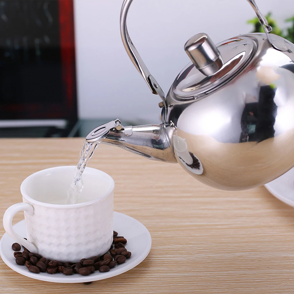 Stainless Steel Teapot Kettle Coffee Pot Tea Kettle With Tea Teaware Leaf Strainer Infuser 1.6L