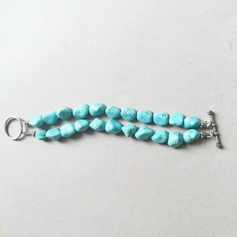 hand making turquoise stone bracelet