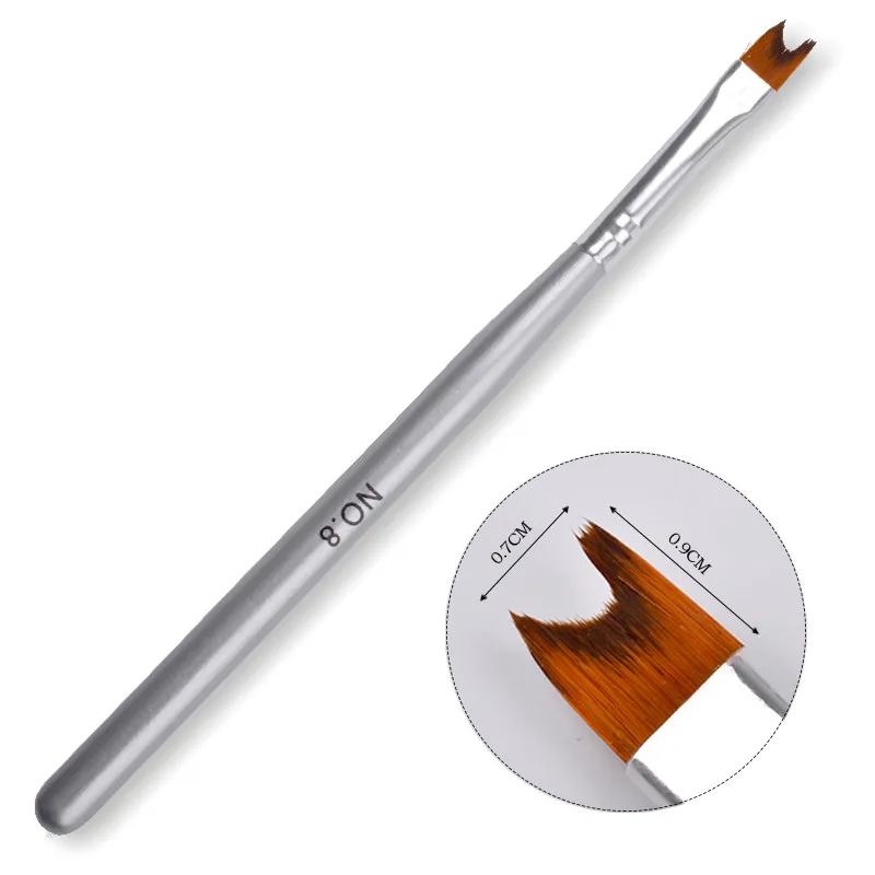 Pincéis de Manicure Forma da Lua Francês Unha Escova Desenho Pintura Manicure Gel 4 Pincéis de manicure francês forma da lua
