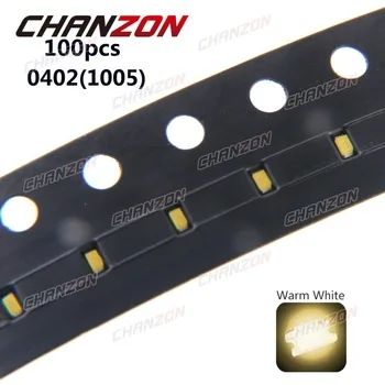 100pcs 0402 Warm White SMD (1005) LED Chip Surface Mount SMT LED Light Emitting Diode Beads Lamp Electronics Components for PCB