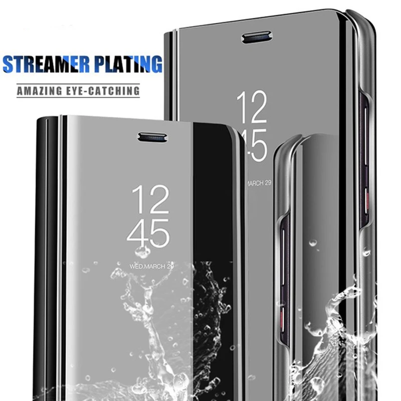 

Lamorniea Flip Mirror Clear View Case For Oneplus 7 Pro Flip PU Leather Stand Phone Cover For One Plus 7 Case For One Plus 7 1+7