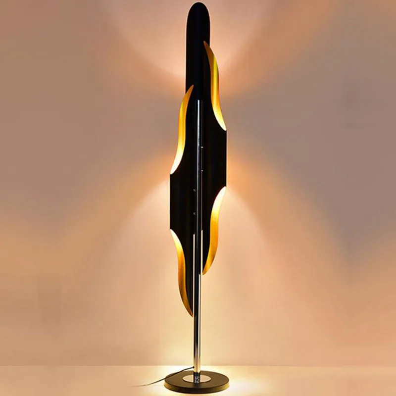 Creative personality bamboo three floor lamp postmodern minimalist floor lamp hotel oblique aluminum bamboo led floor lamps led