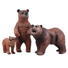 Детская имитация диких животных коричневая фигурка медведя Сплошной коричневый медведь украшение фигурки бурый мишка, игрушка набор