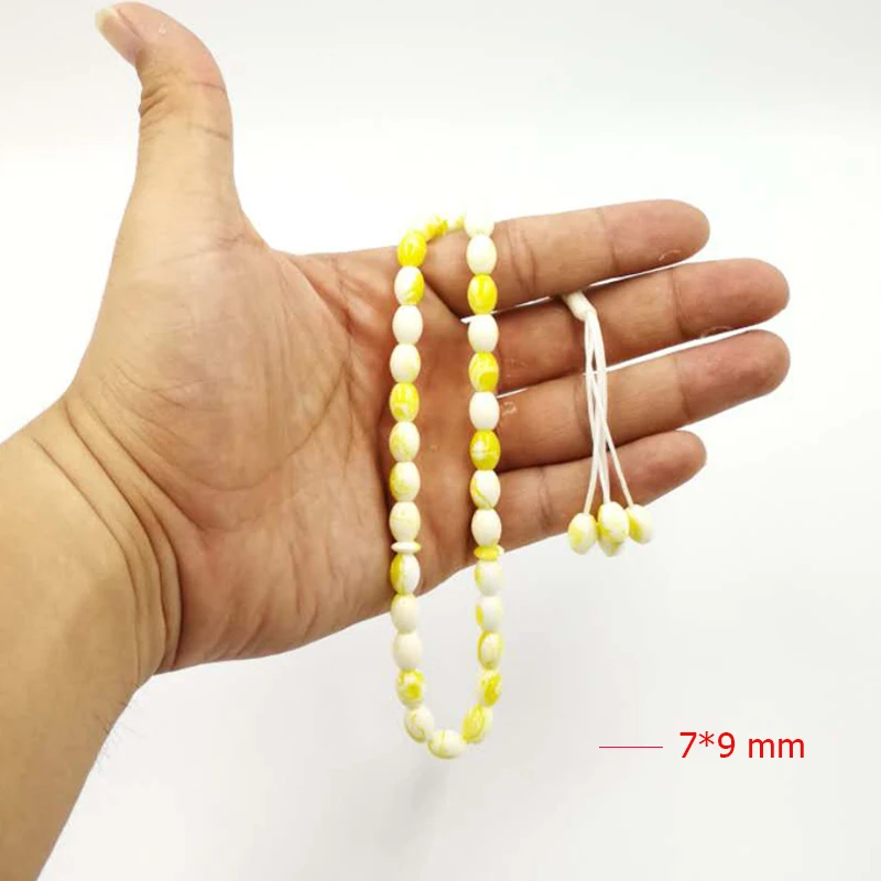 Ambers аромат Tasbih 33 искусственный аромат смолы Популярные желтый ambers цвет ислам ic бусины человека мусульманский браслет четки