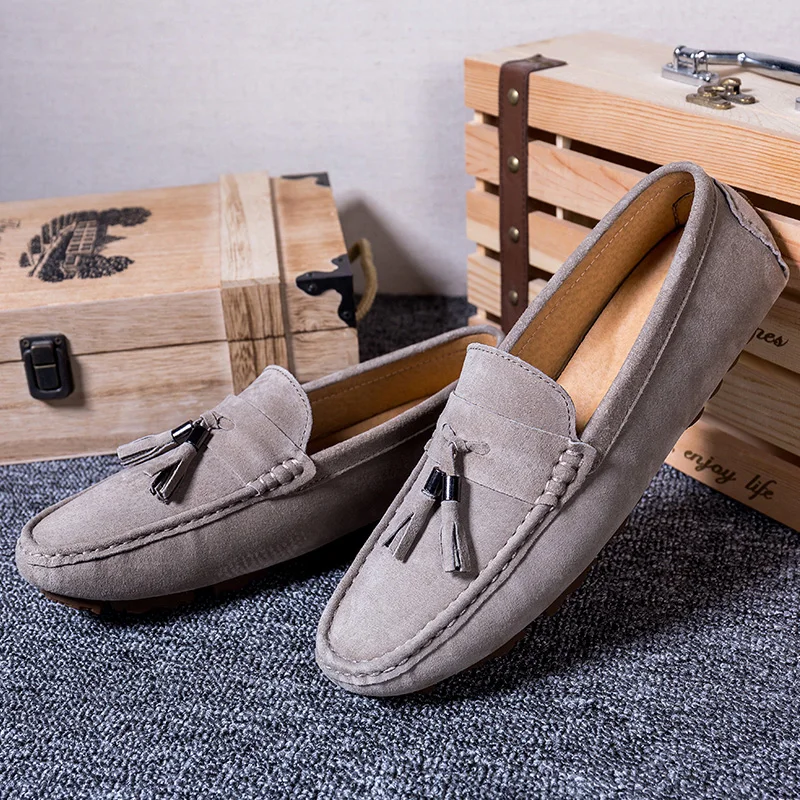 

Original Moccasins Gommino Leather Drivers Sylvie Web Buckle Loafer Slipper Men Casual Driving Cow Suede Fashion Luxury Shoes