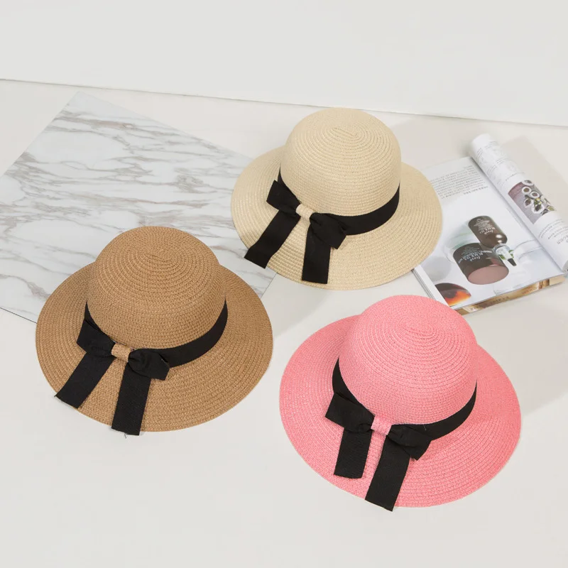 Fashion Women Big Bow Desgin Straw Hat Summer Outdoor Beach Shade Hats Ladies UV Protection Brimmed Sun Cap CP0189 (2)
