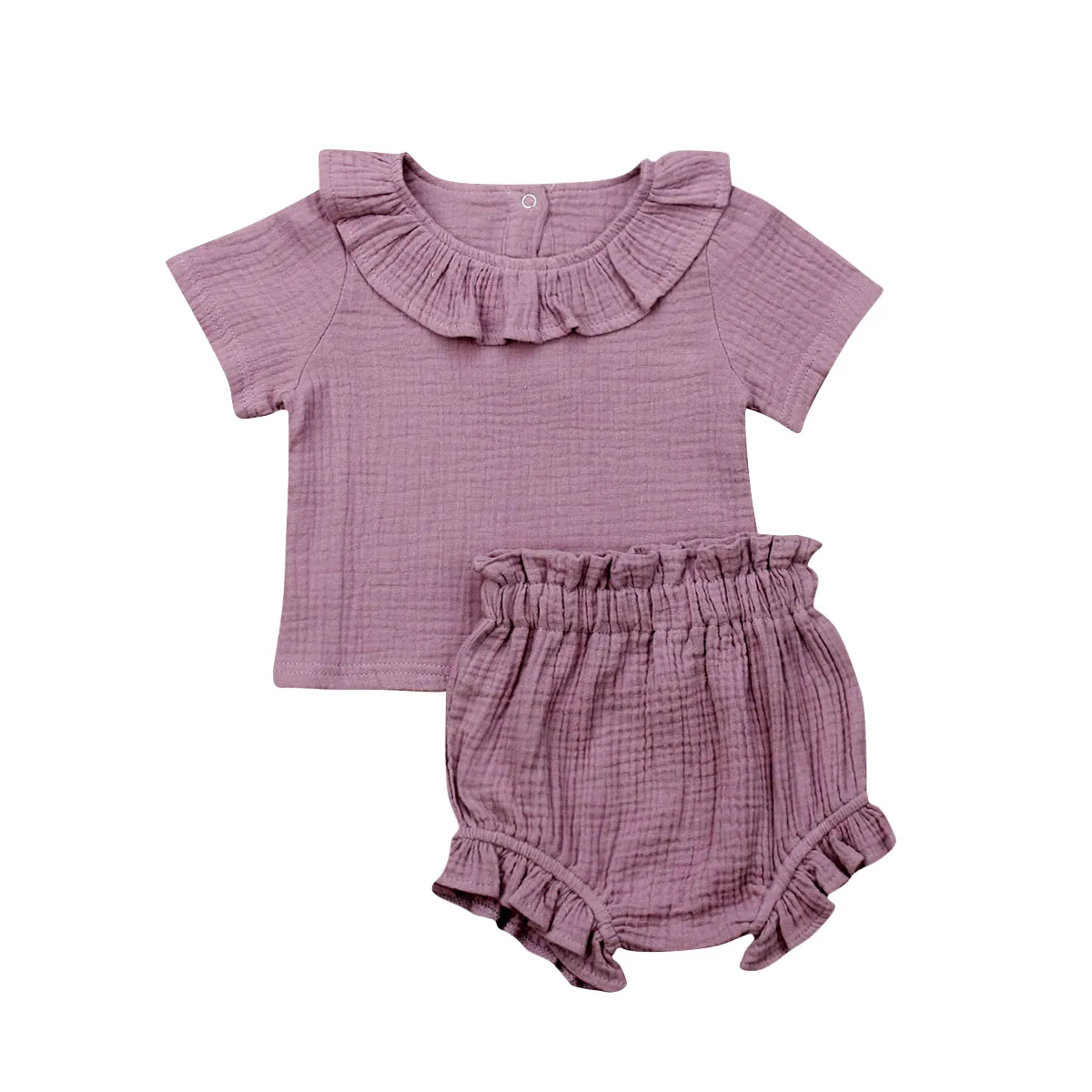 

0-2T 2019 new Summer Infant Kids Baby Girl Outfit Set Solid Short Sleeve O-Neck T-shirt Top+Short Clothes