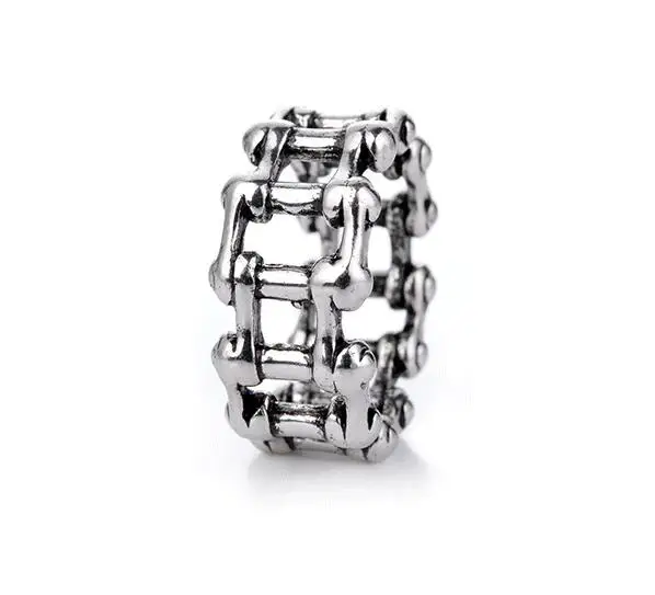 

Vintage Geometric shape twist crud Chain Ring Chunky Stainless Steel Punk Rock Rap Biker Skeleton Ring Gothic Jewelry Men Women