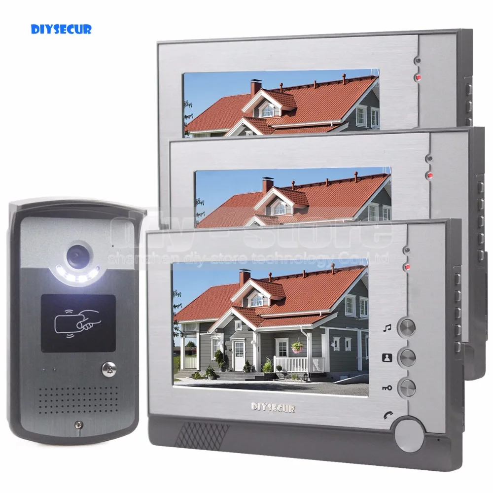 DIYSECUR ЖК дисплей видеодомофон для видеодомофона дверной звонок с карточным