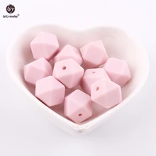 Давайте сделаем конфеты розовый цвет шестигранный силиконовый жевательный бисер DIY Baby Shower подарок 14 мм погремушка ручной детский Прорезыватель