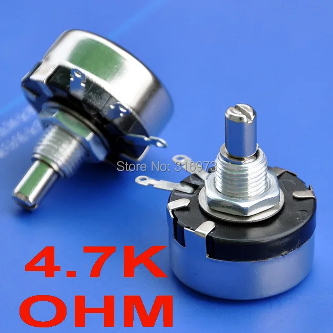 (50 pcs/lot) 4.7K OHM 1W Wirewound Rotary Potentiometer, WX110(010