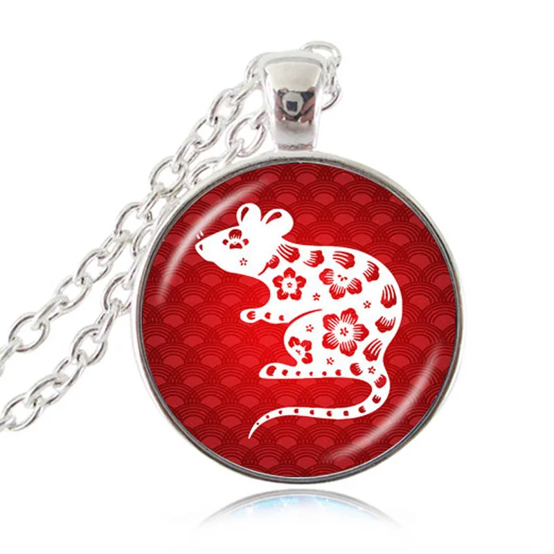 Китайский Зодиак ожерелье год крысы Бык Тигр кролик Дракон 12 Серебряный Кулон Шарм аксессуары подарки на день рождения HZ1 - Окраска металла: Rat
