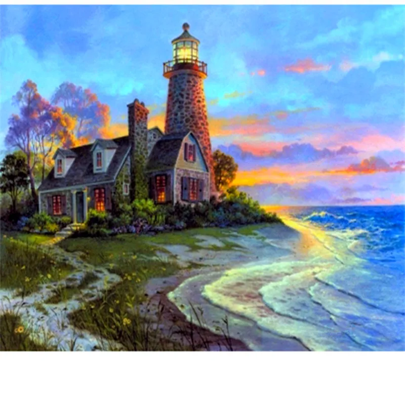 rhinestones painting needlework harbor garden mediterranean landscape novelty crystal painting 5d diamond embroidery full gear
