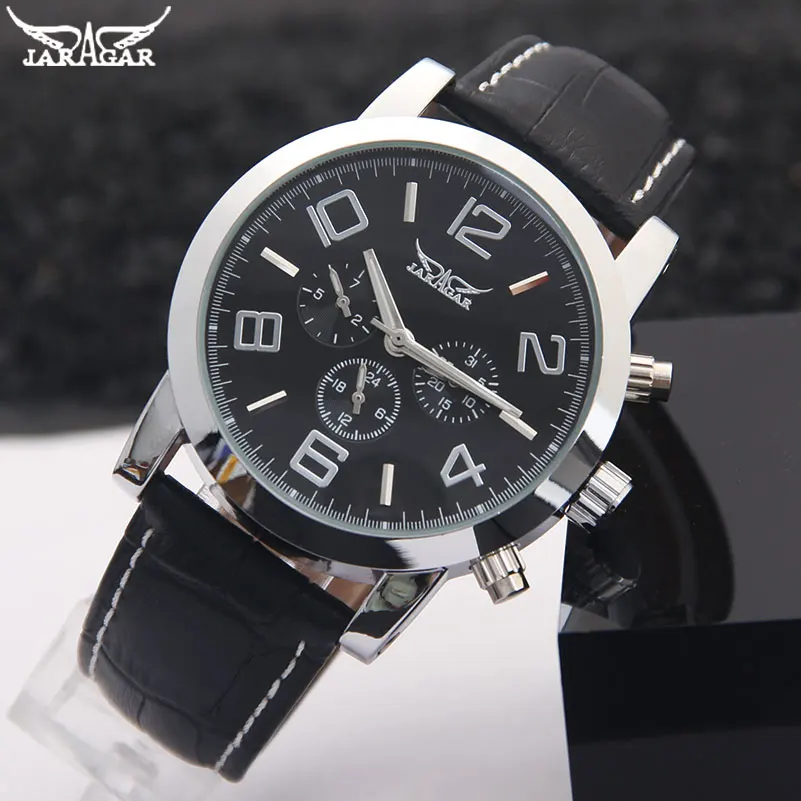 Jaragar العلامة التجارية الرجال التلقائي الميكانيكية ووتش المعصم أسود أبيض الهاتفي جلدية حزام رجالي أزياء اللباس 24 h السيارات التاريخ Jaragar العلامة التجارية الرجال التلقائي الميكانيكية ووتش المعصم أسود أبيض الهاتفي جلدية حزام رجالي أزياء اللباس 24 h السيارات التاريخ