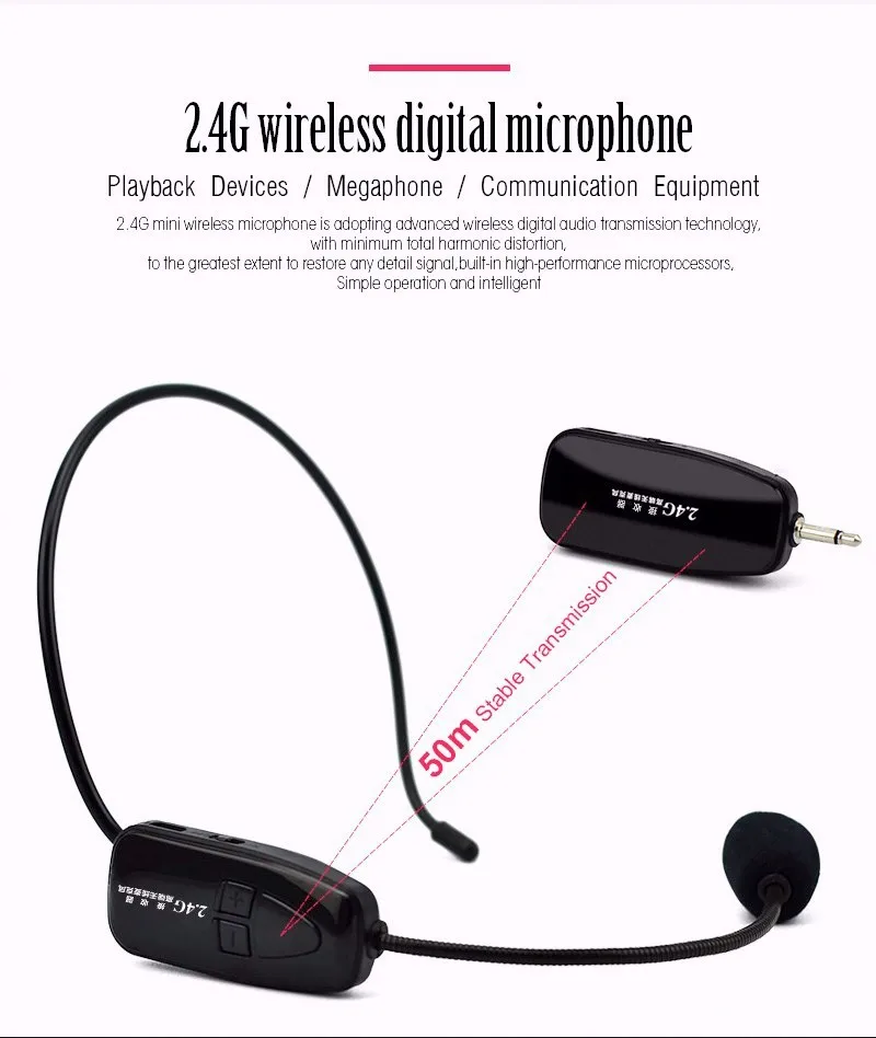2,4G беспроводной микрофон, гарнитура для речи, Мегафон, радио микрофон для громкоговорителя, обучающий, для совещаний, гид, микрофоны