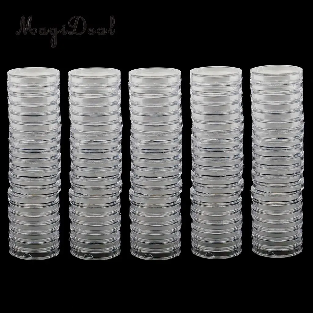 200pcs Clear Plastic Coin Capsule Holders Display Case Box Collection 22/28mm