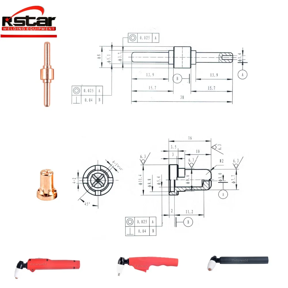 30pcs Consumables Extended(long tips and long electrode) PT-31 for 40A 50A Air Plasma Cutter and CT520 SUPER200P WELDING MACHINE
