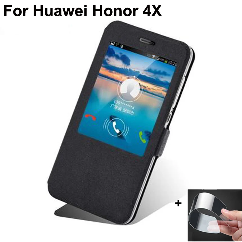 

For Huawei Honor 4X case Honor4X phone cover open Window PU Leather shell 5.5" che1-cl10 che1-cl20 che2-tl00 che2-ul00 Flip case