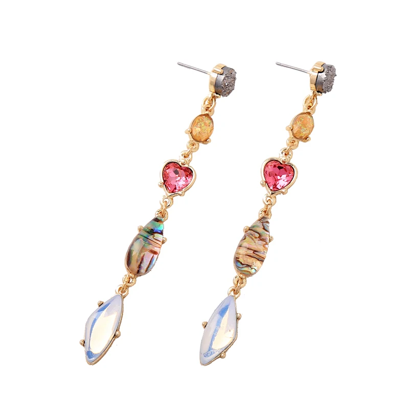 

Bulk Price 2 Color Red&Yellower New Design Long Chain Resin Crystal Earrings 2018 Hot Sale Women Bijoux Supplies for Jewelry