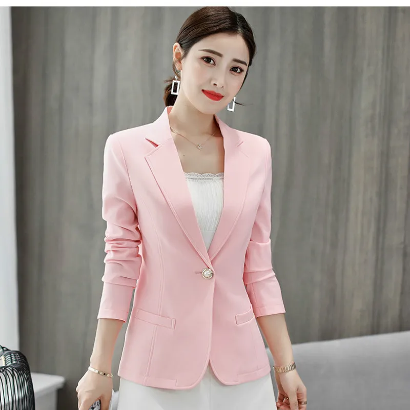 

Women's suit jacket 2019 new autumn and winter Korean version of the large size was thin suit jacket casual solid color blouse