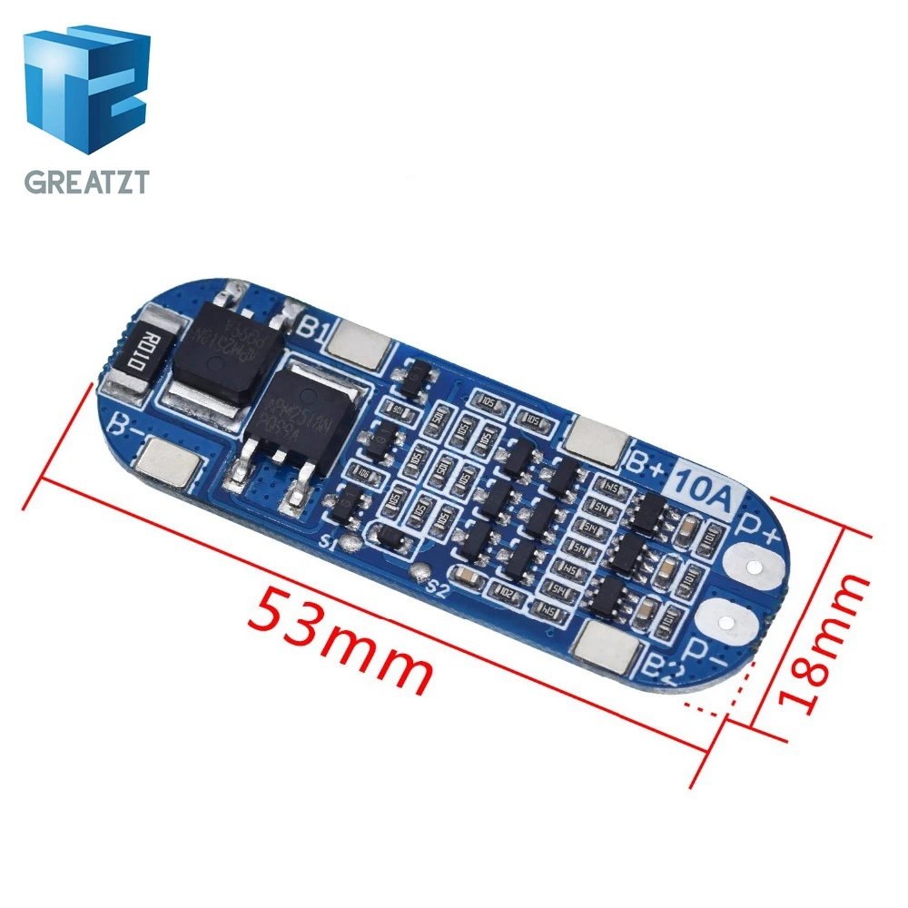 

GREATZT 1PCS 3S 10A Li-ion Lithium Battery 18650 Charger Protection Board 11.1V 12.6V
