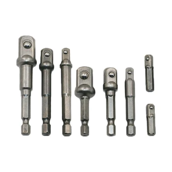 

8 Sizes Chrome Vanadium Steel Socket Adapter Power Set Hex Shank to 1/4" 3/8" 1/2" Extension Drill Bits
