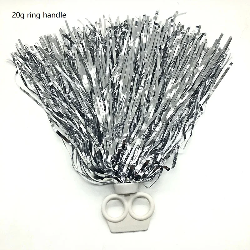 20g silver ring hand Помпон для чирлидинга, помпоны с цветами, для спортивных танцев, разноцветные ручки, вечерние, Клубные, футбольные украшения, блестящие помпоны - Цвет: 20g silver ring hand
