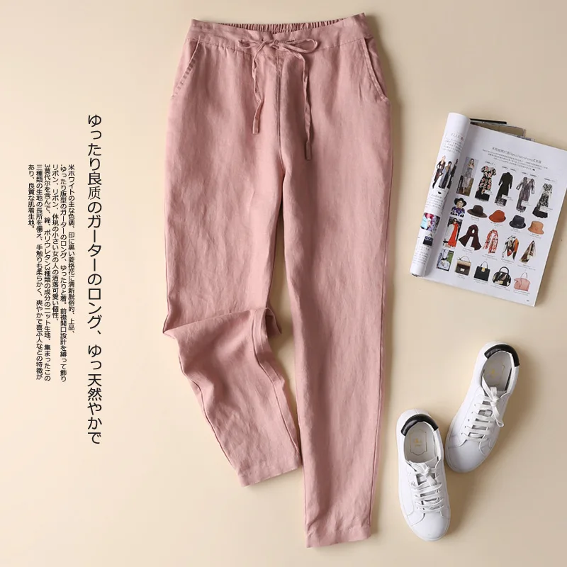 2019 New Linen Casual Women Pants Comfortable Loose Thin Linen Elastic Waist Women's Trousers 2019 New Linen Casual Women Pants Comfortable Loose Thin Linen Elastic Waist Women's Trousers