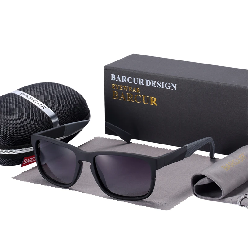 BARCUR, матовые черные солнцезащитные очки TR90 для мужчин, аксессуары, Весенние солнцезащитные очки для женщин, поляризационные спортивные градиентные очки