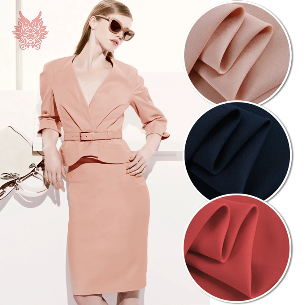 Red pink navy solid 100% silk georgette fabric for dress pure silk matt fabric 26mm pure silk tissue cloth tela tejido SP4139