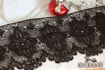 

Black cotton Lace Trim, crochet lace trim, scalloped trim lace, ten yards