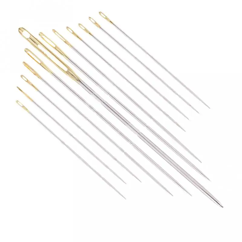12Pcs Thick Big Eye Sewing Threading Embroidery Hand Needles for Embroidery Quilting Darning Assorted 5 Size
