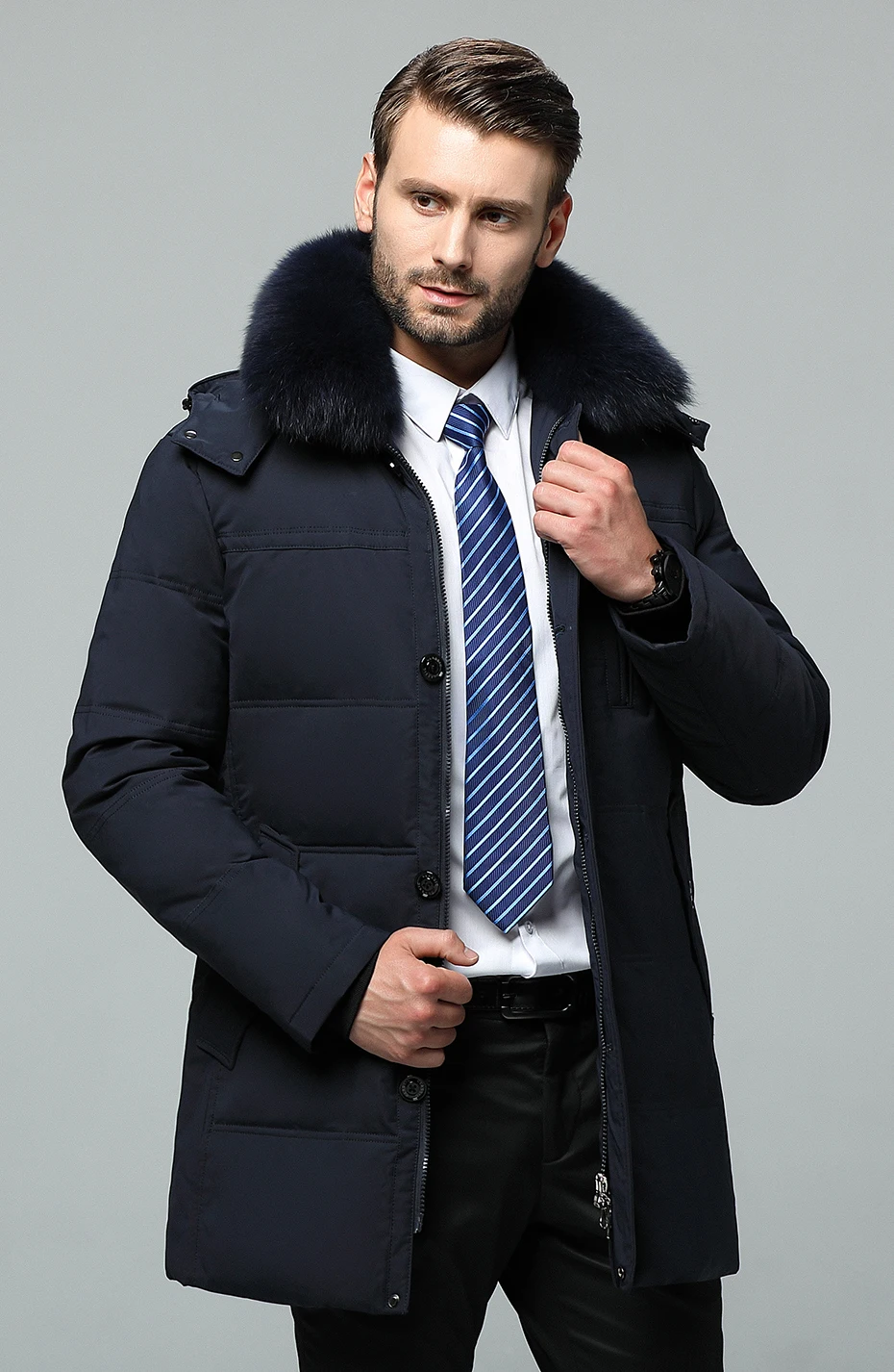 Asesmay, Новое поступление, мужской пуховик, зимнее плотное пальто, длинный пуховик, парка с воротником из натурального меха, толстовки с гусиным пером, зимние мужские куртки