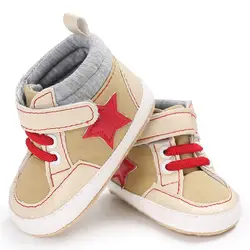Для маленьких мальчиков Обувь для новорожденных малышей парусина хлопок Обувь для младенцев Кружево до Повседневное Star Обувь для малышей