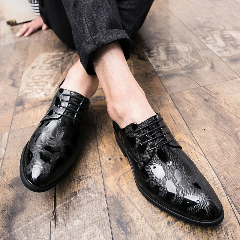 Мужская обувь кожаные классические туфли-оксфорды крутые дизайнерские камуфляжные Бальные вечерние Мужские модельные туфли под змеиную кожу итальянская обувь
