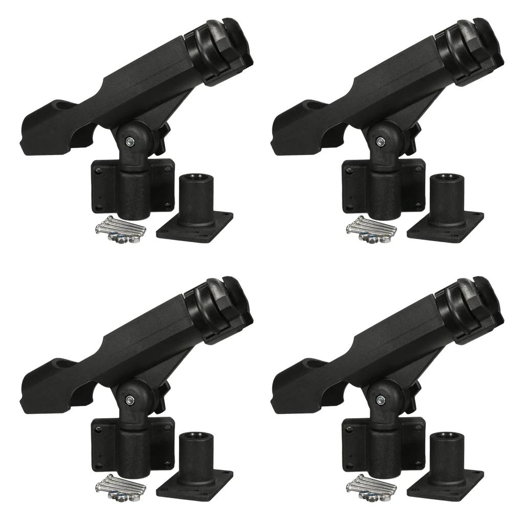 4 Pieces / Set 360° Adjustable Yacht Boat Kayak Side Rail Mount Fishing Rod Holder Rack Pole Stand Rest Support