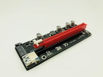 

6PCS VER011C Riser PCI-E PCIe Extender PCI Express Riser Card 1x to 16x Adapter USB3.0 Cable SATA Power LED for BTC Miner Mining