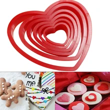 Горячая 6 штук в форме сердца нарезка печений плесень пластиковый торт diy заливочная форма для кондитерских изделий кухонные аксессуары