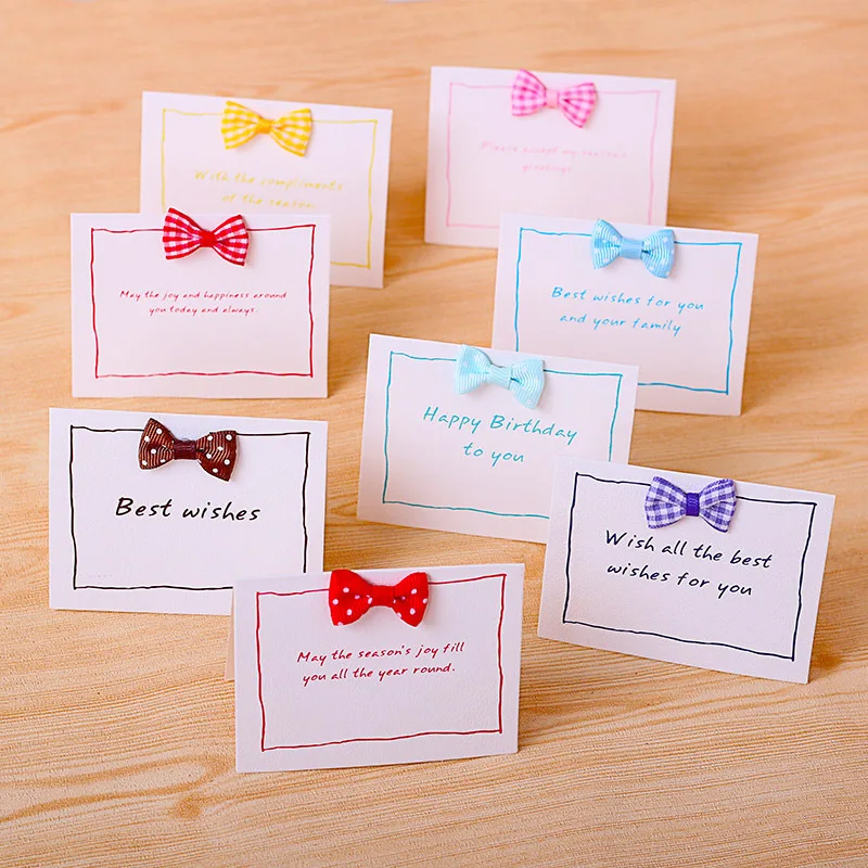 

12sets Mini Bow Envelopes Greeting Card Set Stationery Dots Striped Bow Knot Gift Card Postcard Letter Storage Office Supply