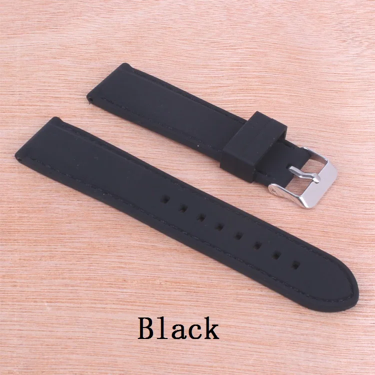 Bright-Colored Solid Watch Silicon Rubber 18mm 20mm 22mm 24mm  Multi Color Army Military watchbands Strap Bands Buckle 18mm
