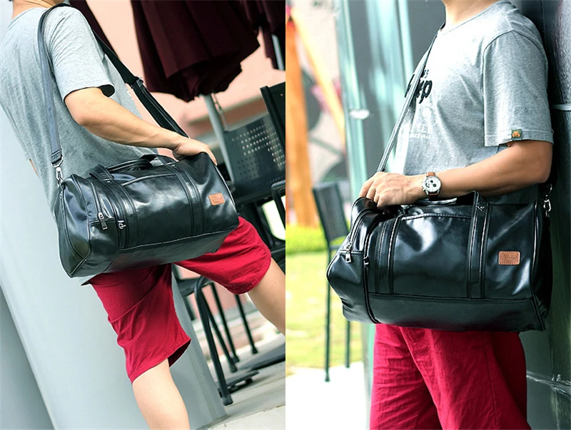 Wellvo, мужская сумка для путешествий из искусственной кожи, круглая сумка с ручкой в форме ведра, сумки через плечо, сумка для хранения обуви, sac de voyageXA131WC