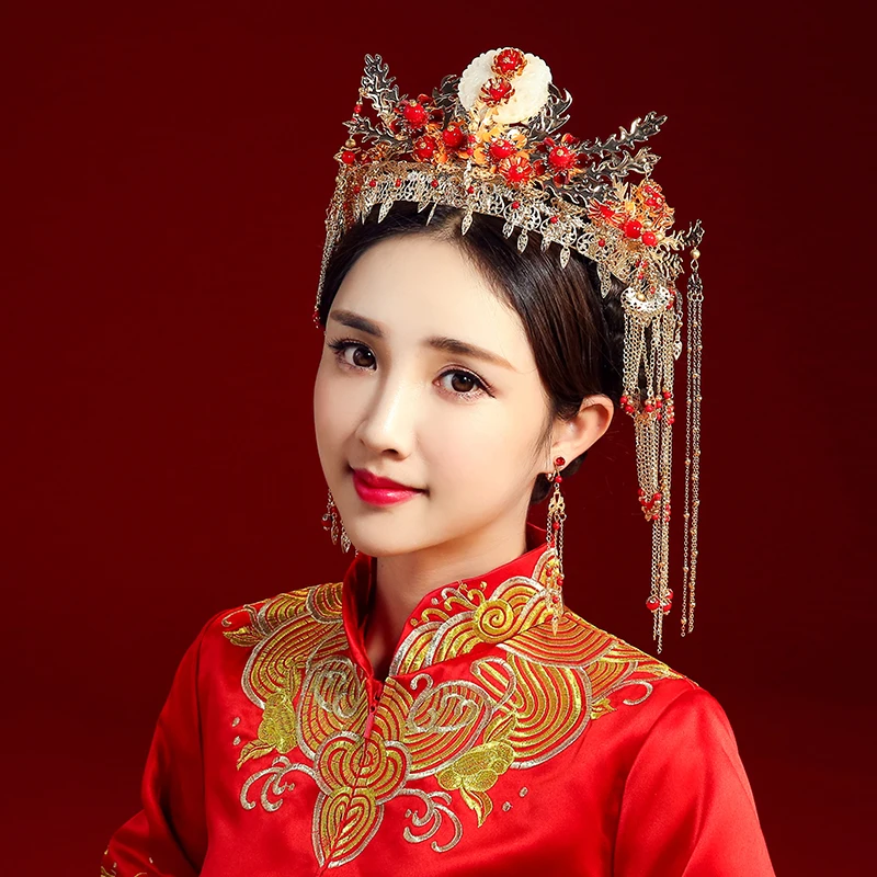 Китайская заколка в виде цветка феникс корона свадебное платье волосы одежда аксессуары древний костюм Хана аксессуары для Азии