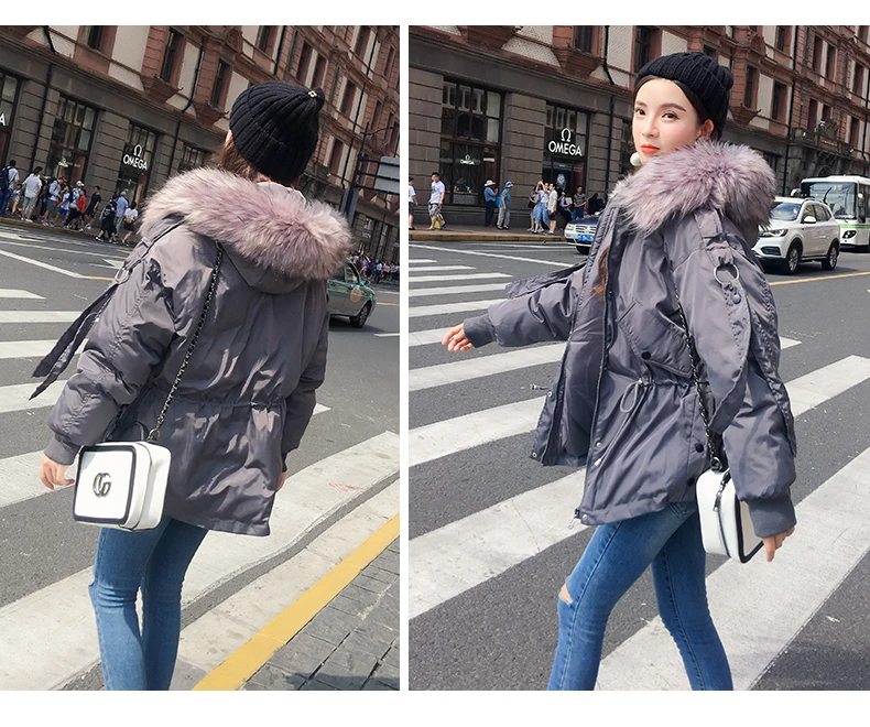 SWREDMI Women Winter Short Jacket Female Hooded Parkas Loose Cotton Padded Coat Mujer Thick Warm Slim Jacket Fur Collar