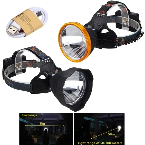 

USB charger Headlamp Recharge Headlight Black waterproof Head XM-L T6 led head lamp 18650 light head