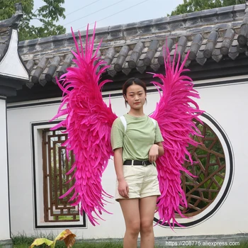 

Beautiful high quality red angel wings Adults' large size feather handicrafts fairy wings nice birthday gifts shooting props