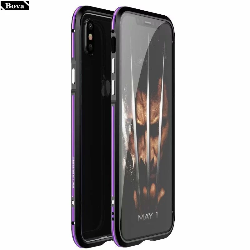 Для iPhone XR чехол роскошный Ультратонкий алюминиевый бампер для iPhone XS Max защитный алюминиевый чехол для телефона - Цвет: Black Purple