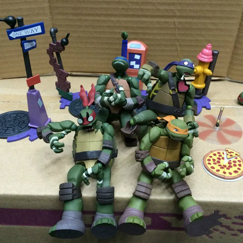 

Cartoon Movie Yamaguchi Turtle Leonardo Raphael Michelangelo Donatello PVC Action Figures Collection Model doll toy