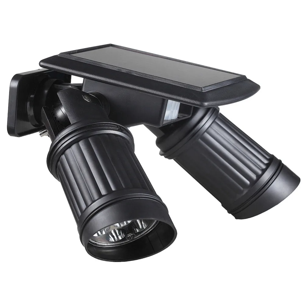 

New Super Bright LED Spotlight Outdoor Solar Floodlight PIR Montion Sensor Wall Lamp Adjustable Dual Heads Garden Security Lamps